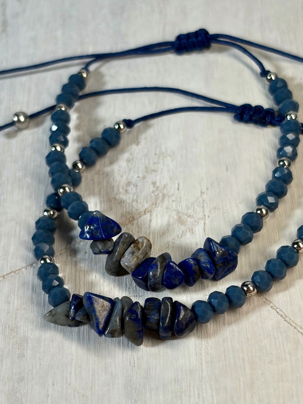 SET of Lapis Lazuli Beaded Bracelets